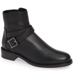 Aquatalia black leather weatherproof bootie